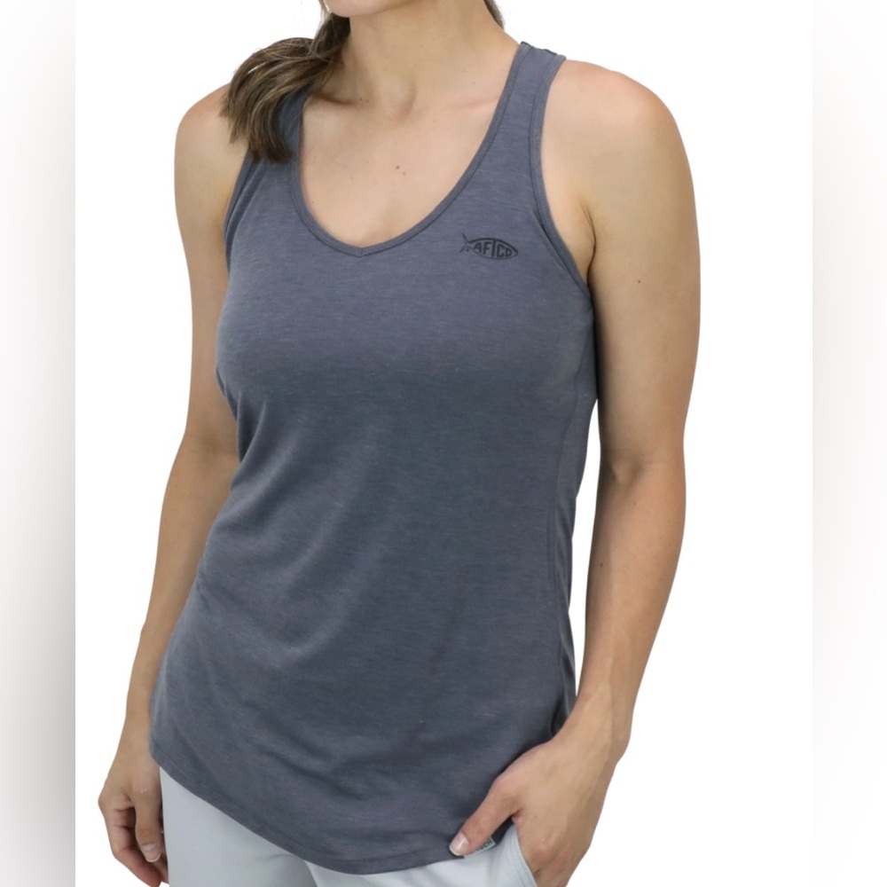 AFTCO Women's Slate Gray V-Neck Racerback Tank Top